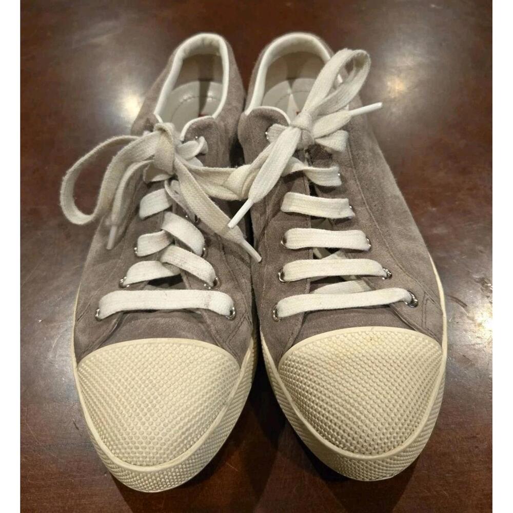 Prada Low Suede Leather Women’s sneakers size 7.5 Gray